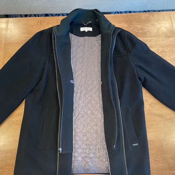 Calvin Klein Black Wool Coat. Size Medium. - Picture 3 of 7